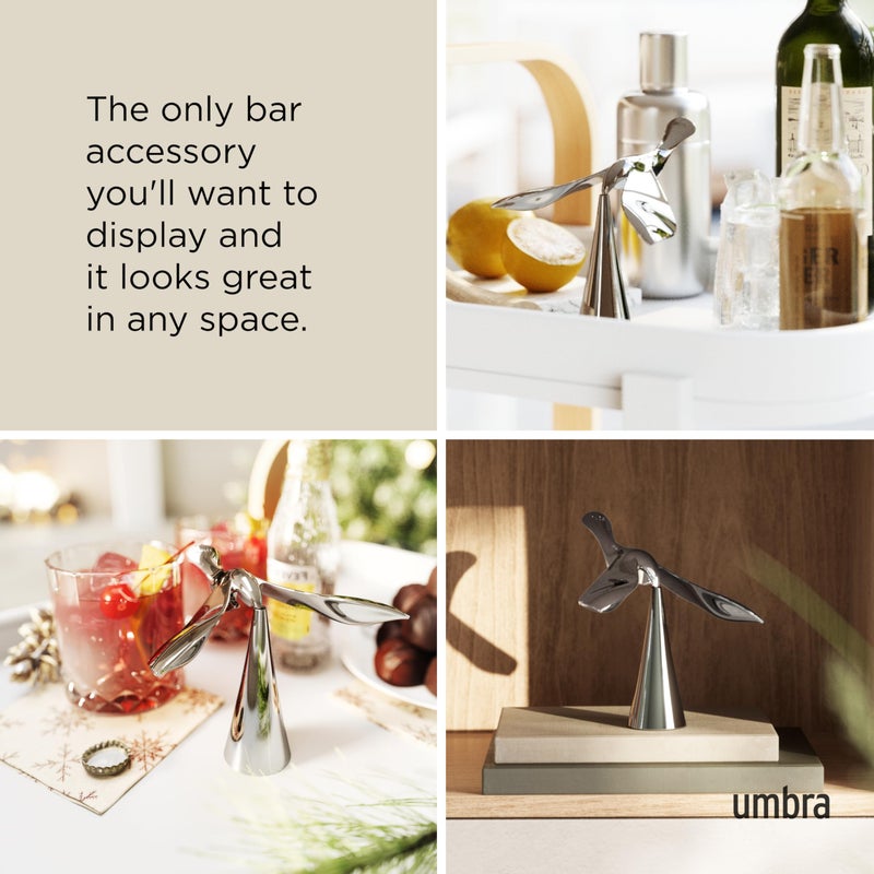 Umbra Tipsy Bottle Opener â€“ Balancing Bird Sculptural Bar Tool and Accessory, Chrome - Image 4